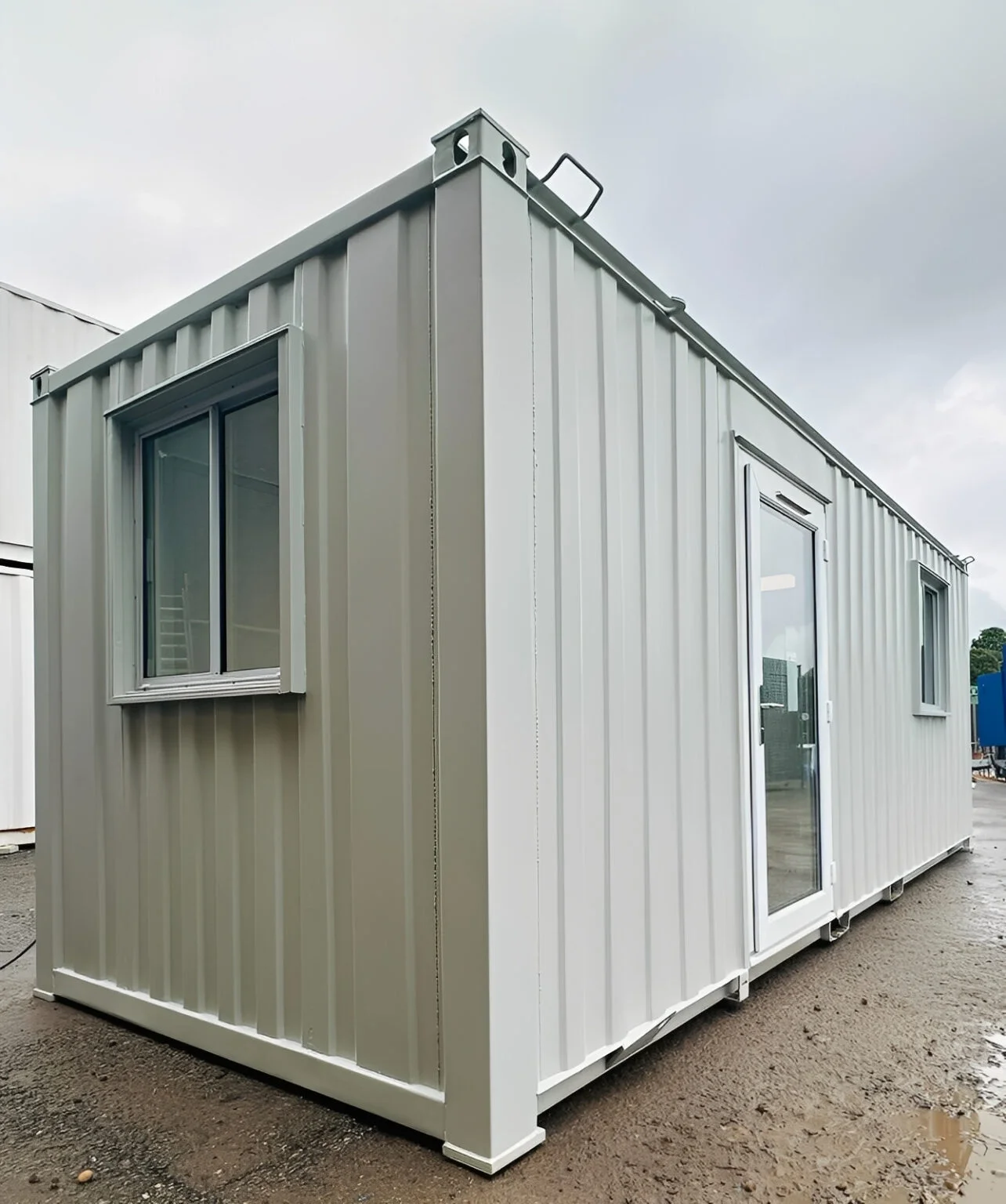 21ft x 8ft Custom Office Cabin – Refurbished Portable Building with A/C & Glazed Door - Image 11